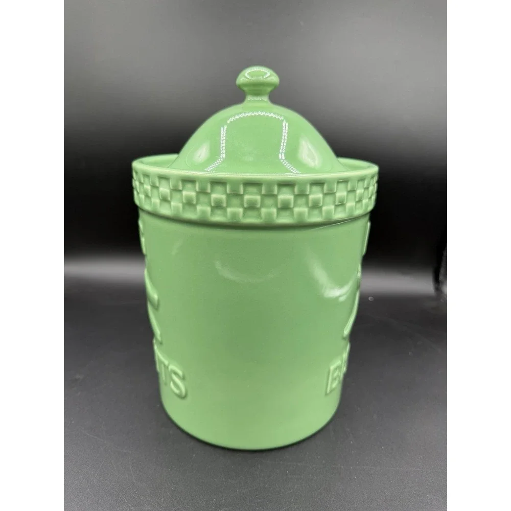 🐾💚 Longaberger Mulligan Dog Biscuit Canister / Jar–Green – Retired Collectible